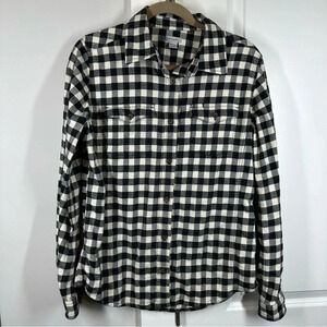 Carhartt Ladies Medium Plaid Flannel in Black & Cream Classic button up‎ fall